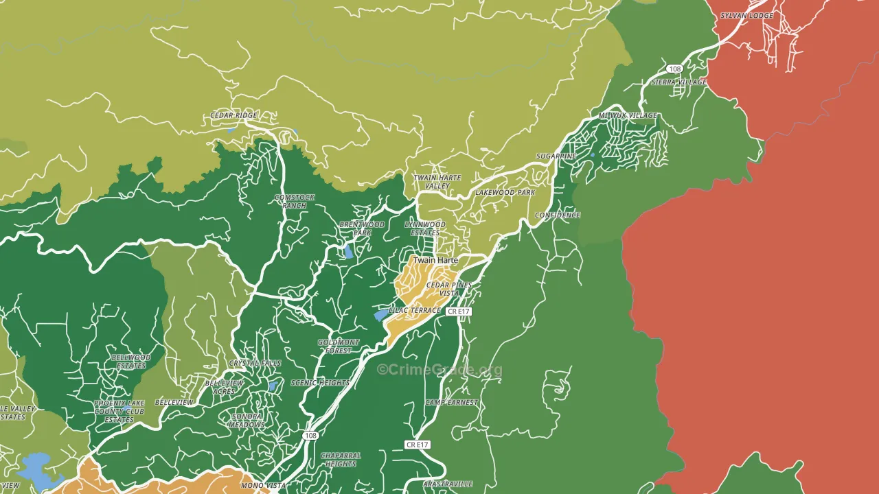 Twain Harte, CA Map of Drug-Related Crime Rates