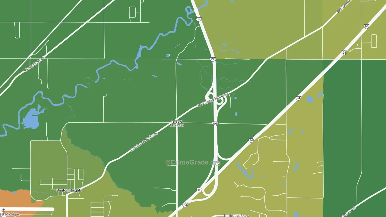 Twelve Corners, MI Map of Drug-Related Crime Rates