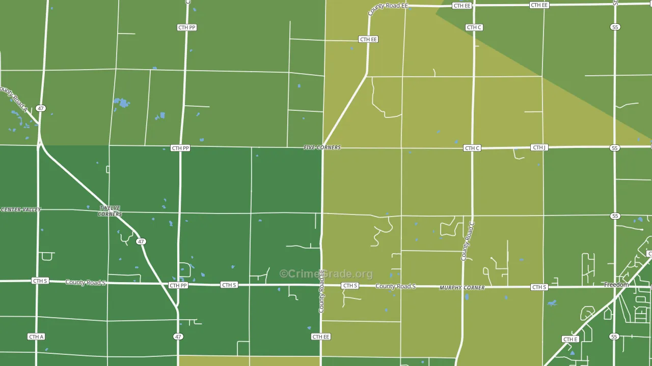Twelve Corners, WI Map of Drug-Related Crime Rates
