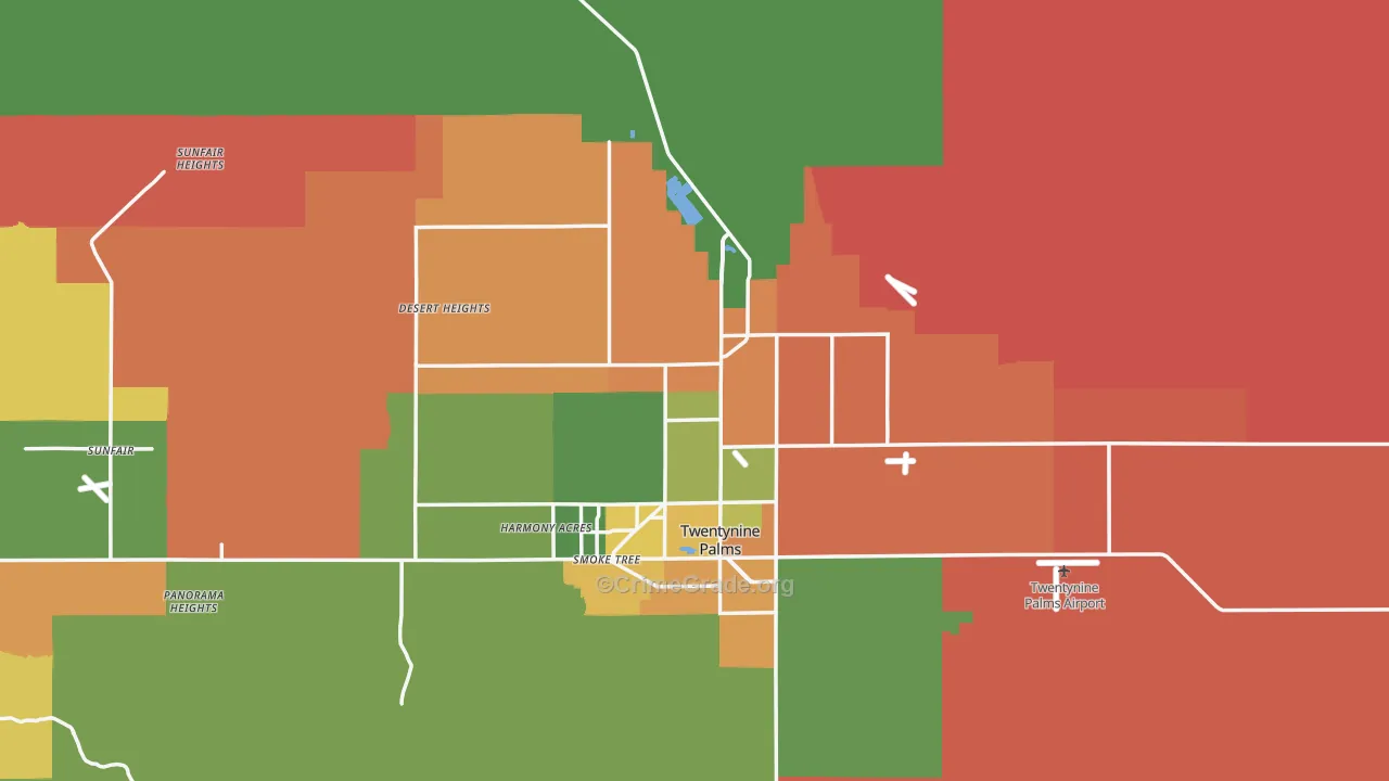 Twentynine Palms, CA Map of Drug-Related Crime Rates
