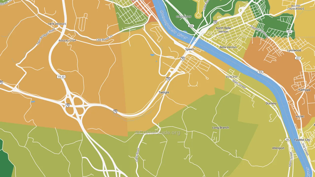 Twilight, PA Map of Drug-Related Crime Rates