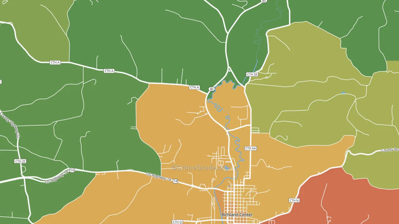 Twin Bluffs, WI Map of Drug-Related Crime Rates