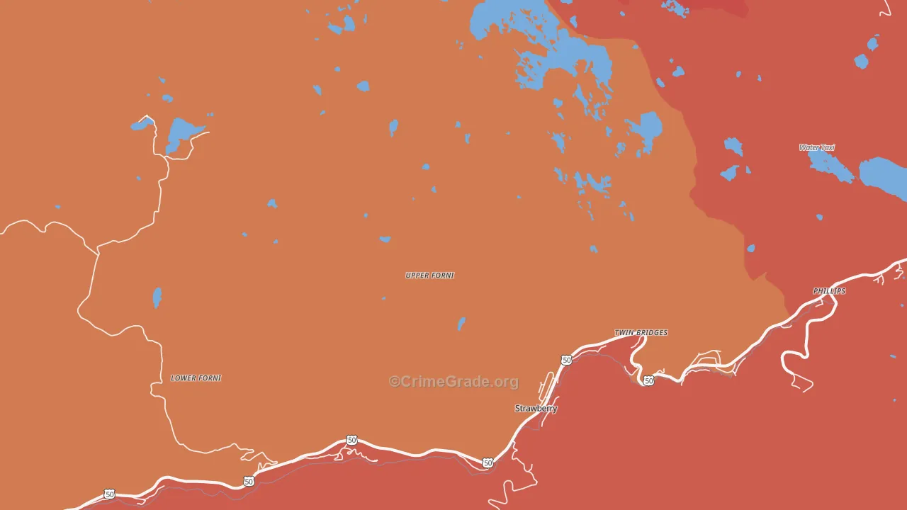 Twin Bridges, CA Map of Drug-Related Crime Rates