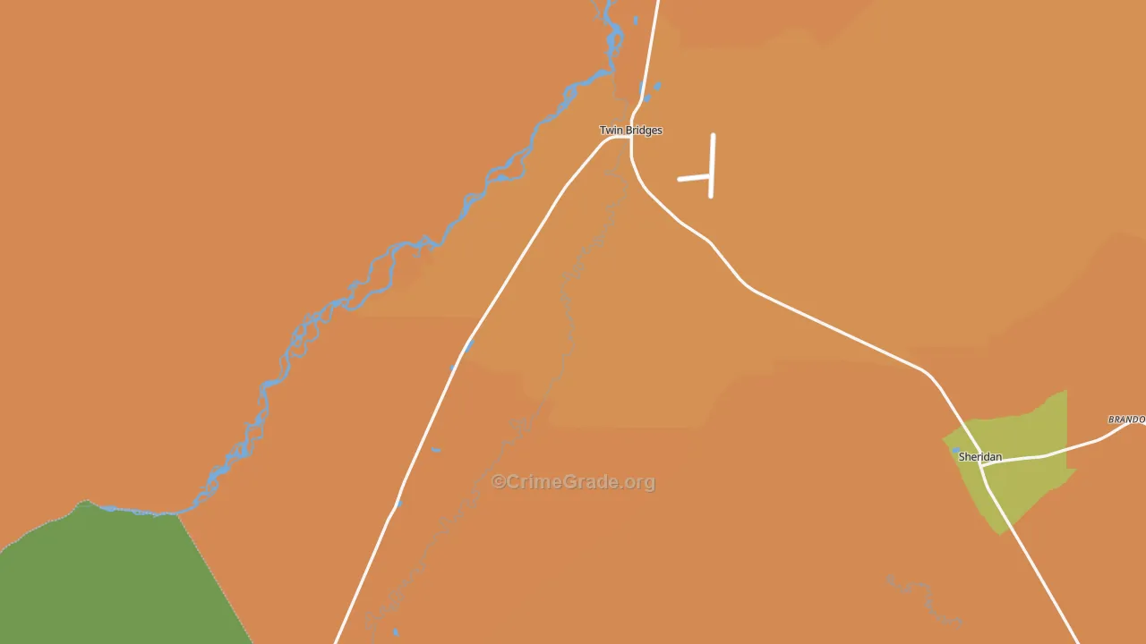 Twin Bridges, MT Map of Drug-Related Crime Rates