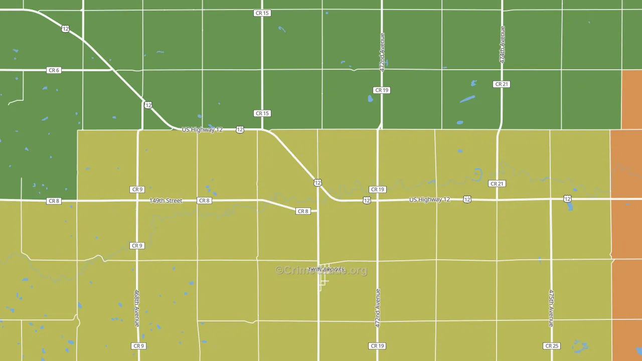 Twin Brooks, SD Map of Drug-Related Crime Rates