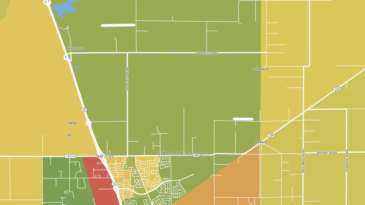 Twin Cities, CA Map of Drug-Related Crime Rates