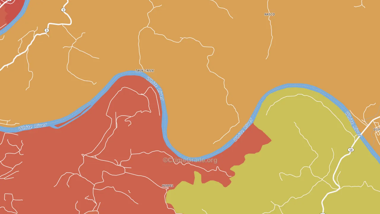Twin Creek, AR Map of Drug-Related Crime Rates