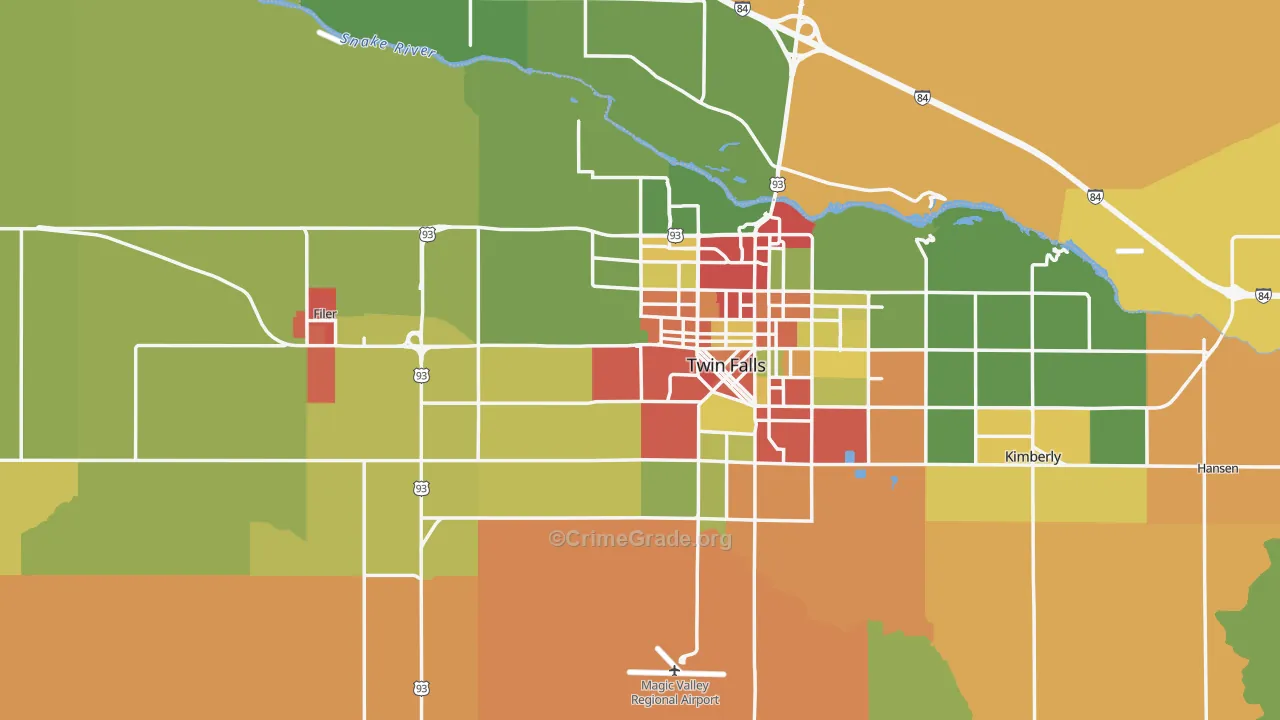 Twin Falls County, ID Map of Drug-Related Crime Rates