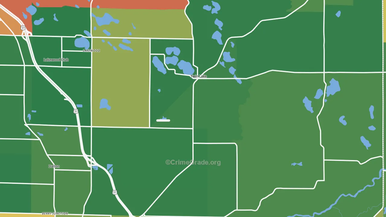 Twin Lake, MI Map of Drug-Related Crime Rates