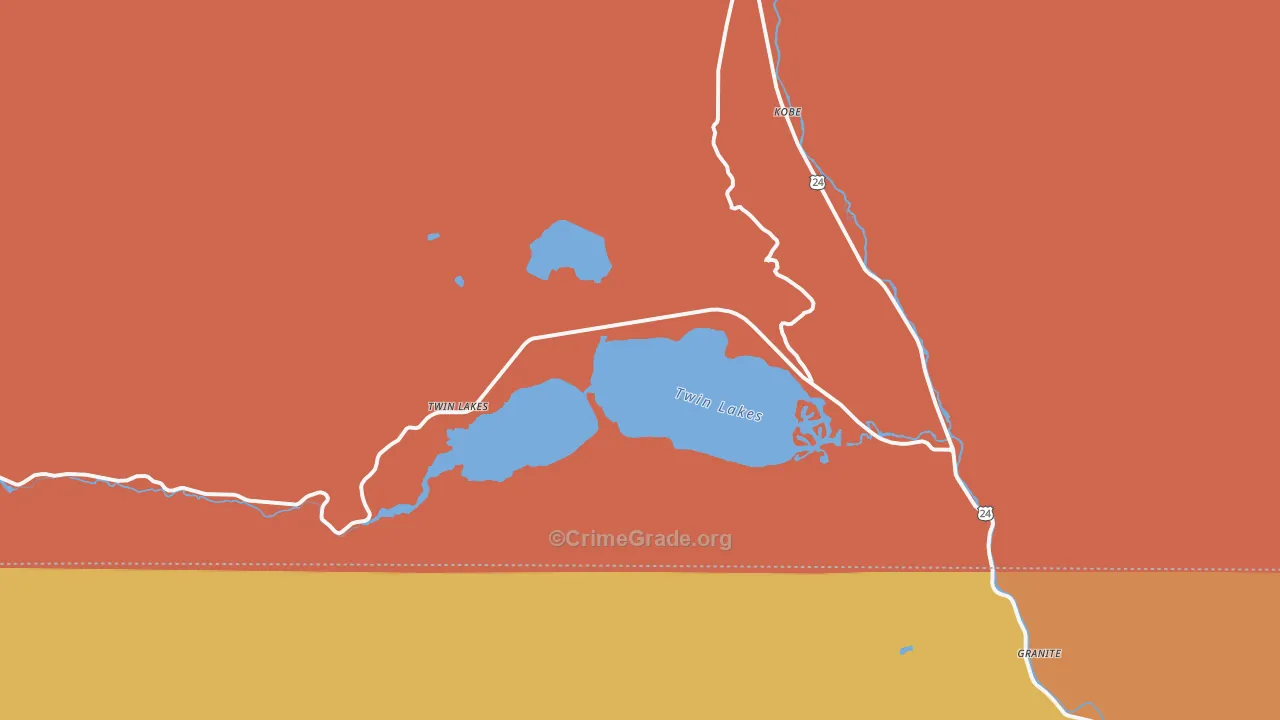 Twin Lakes, CO Map of Drug-Related Crime Rates