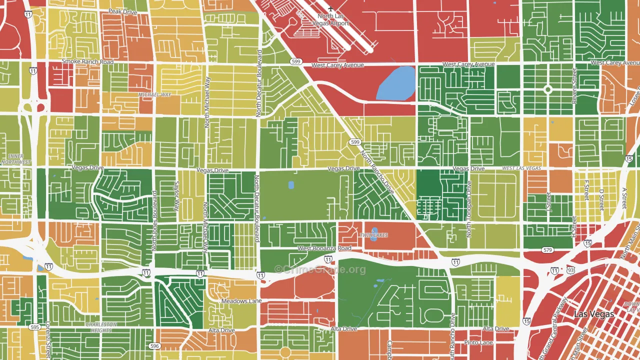 Twin Lakes, Las Vegas, NV Map of Drug-Related Crime Rates