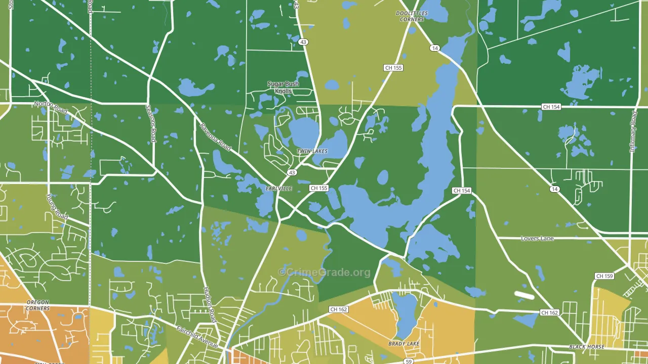 Twin Lakes, OH Map of Drug-Related Crime Rates