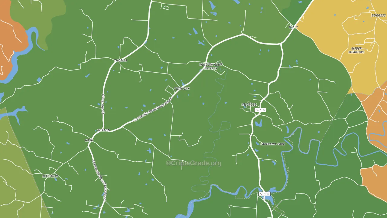 Twin Oak, TN Map of Drug-Related Crime Rates