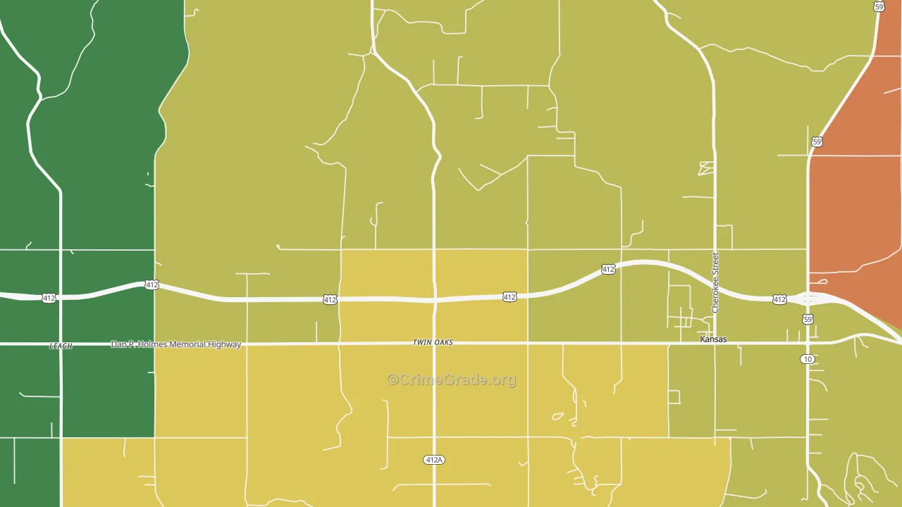 Twin Oaks, OK Map of Drug-Related Crime Rates