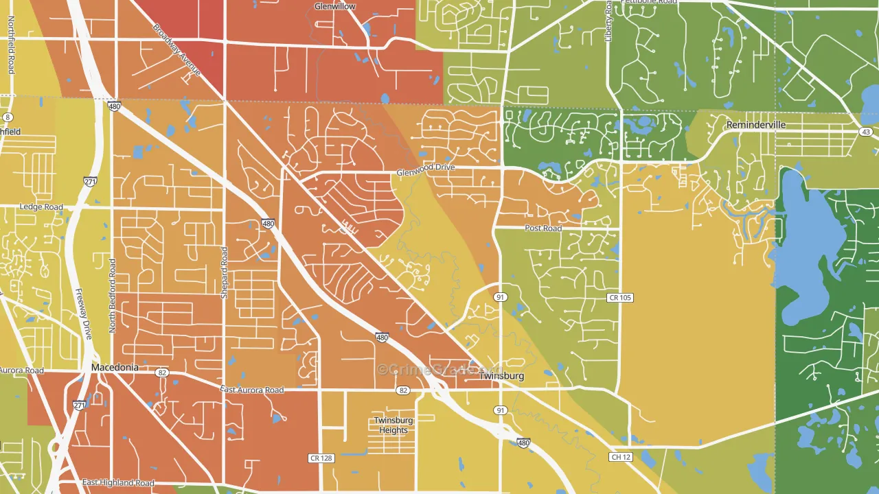 Twinsburg, OH Map of Drug-Related Crime Rates