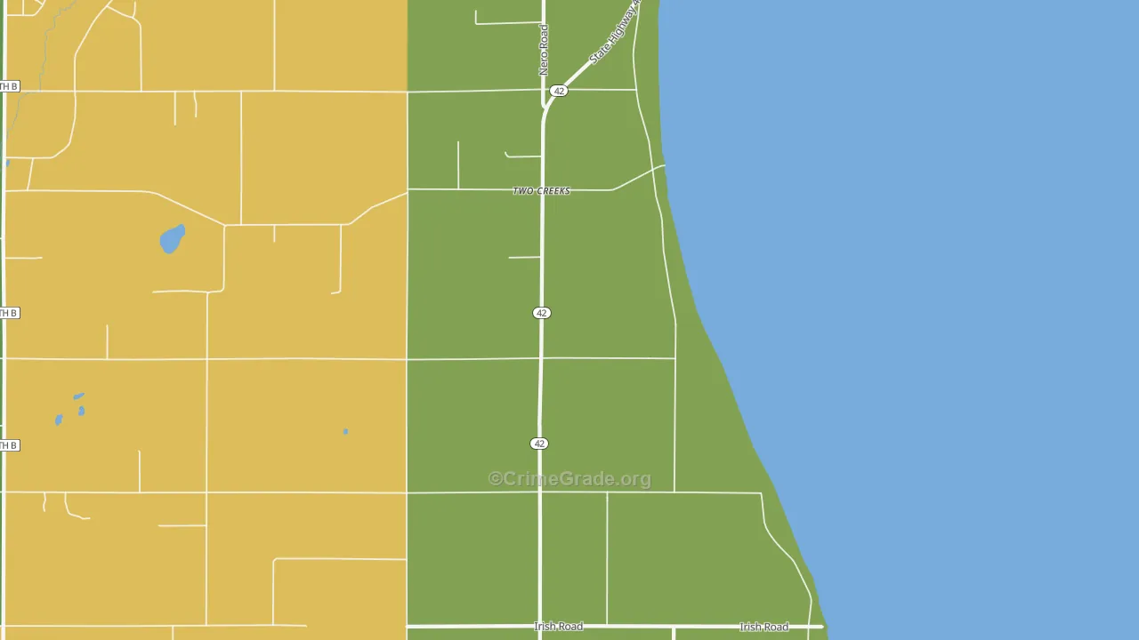 Two Creeks, WI Map of Drug-Related Crime Rates