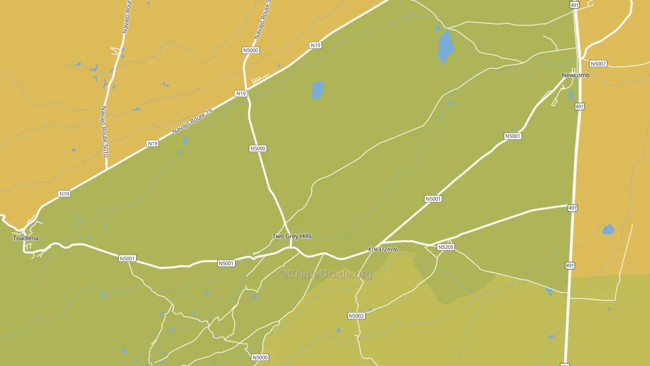 Two Grey Hills, NM Map of Drug-Related Crime Rates