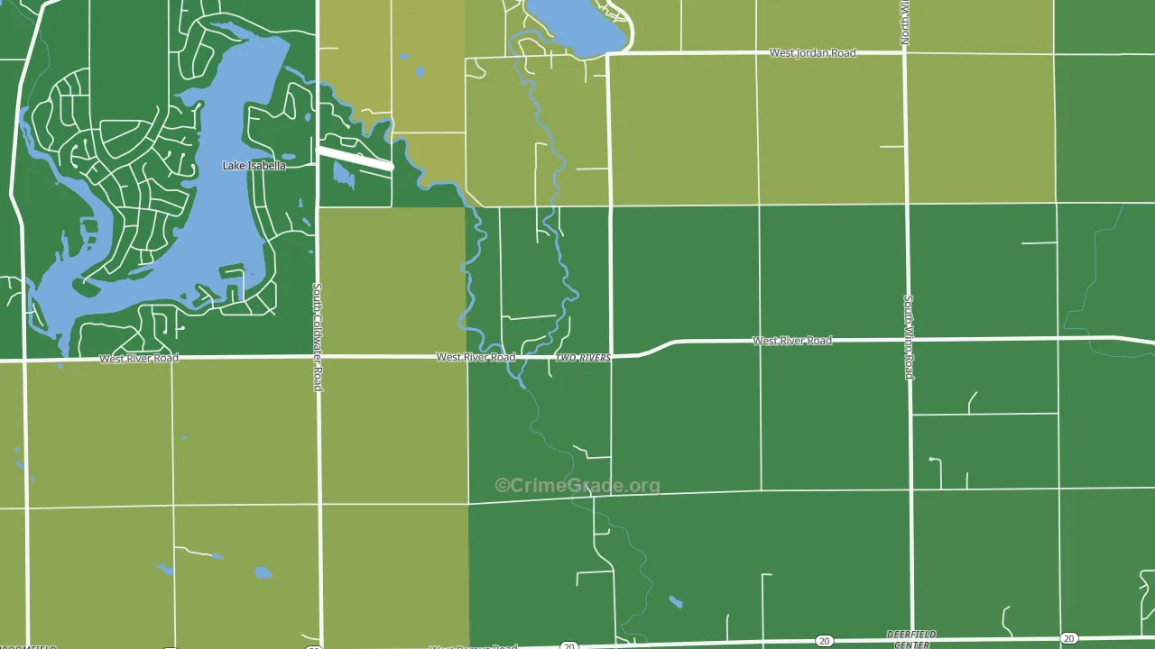 Two Rivers, MI Map of Drug-Related Crime Rates