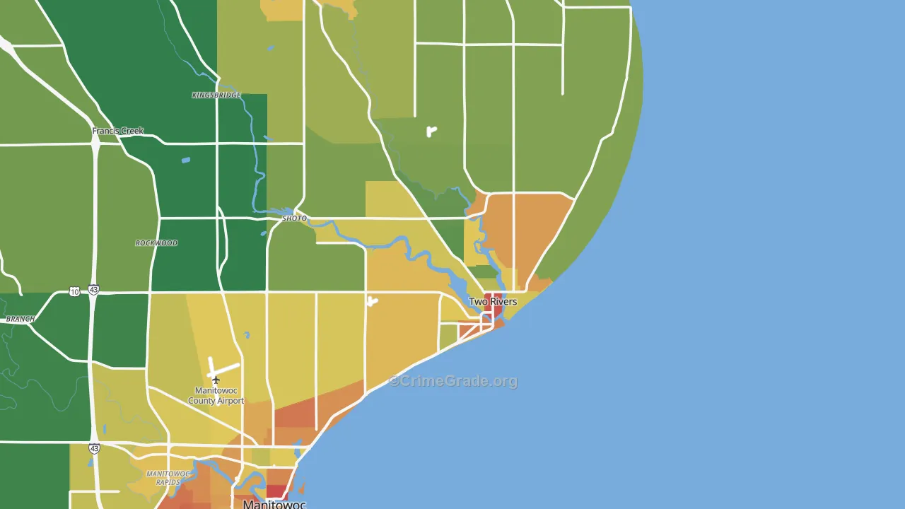 Two Rivers, WI Map of Drug-Related Crime Rates