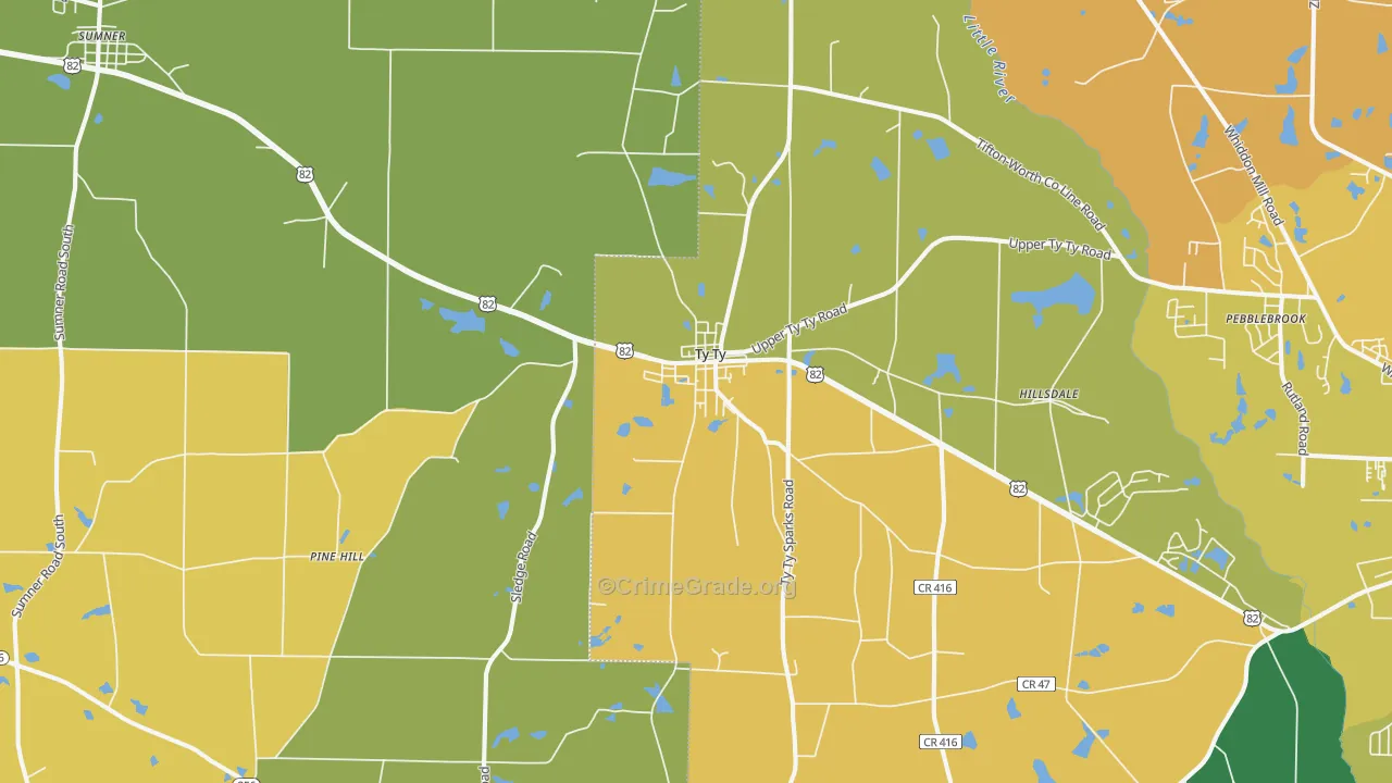 Ty Ty, GA Map of Drug-Related Crime Rates