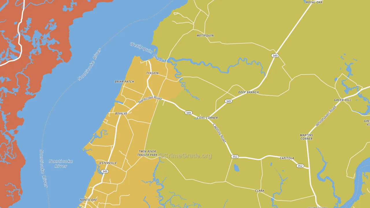 Tyaskin, MD Map of Drug-Related Crime Rates