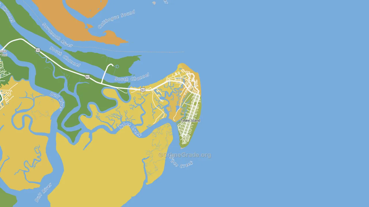 Tybee Island, GA Map of Drug-Related Crime Rates