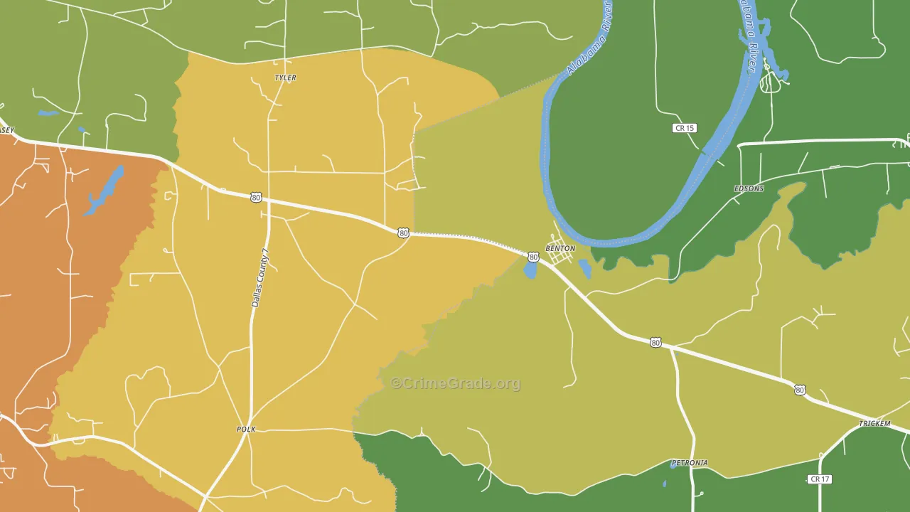Tyler, AL Map of Drug-Related Crime Rates