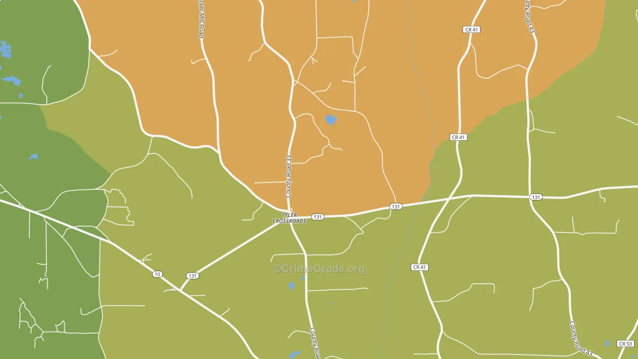 Tyler Crossroads, AL Map of Drug-Related Crime Rates