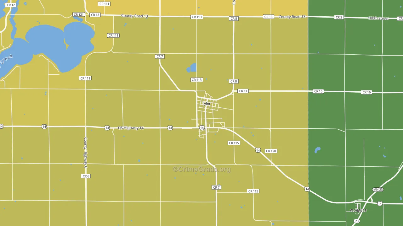 Tyler, MN Map of Drug-Related Crime Rates