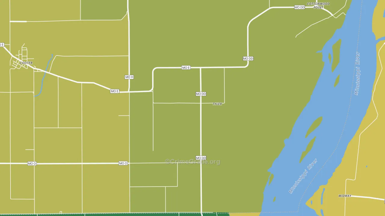 Tyler, MO Map of Drug-Related Crime Rates