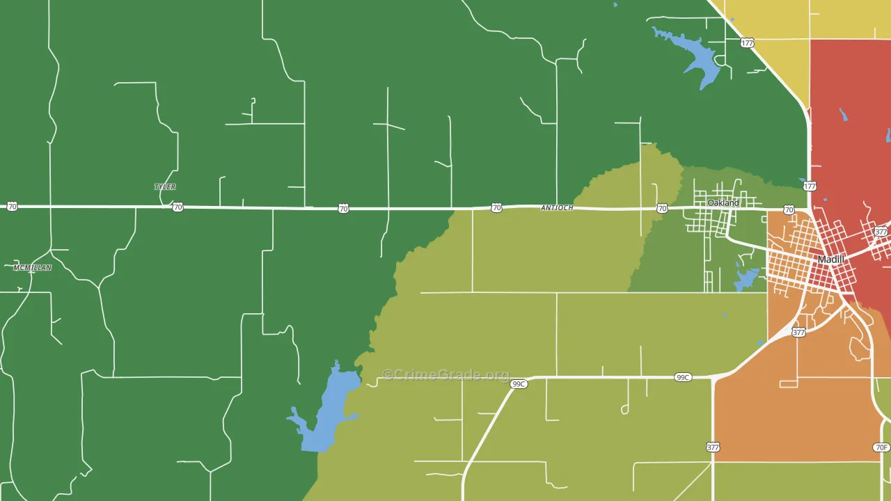 Tyler, OK Map of Drug-Related Crime Rates