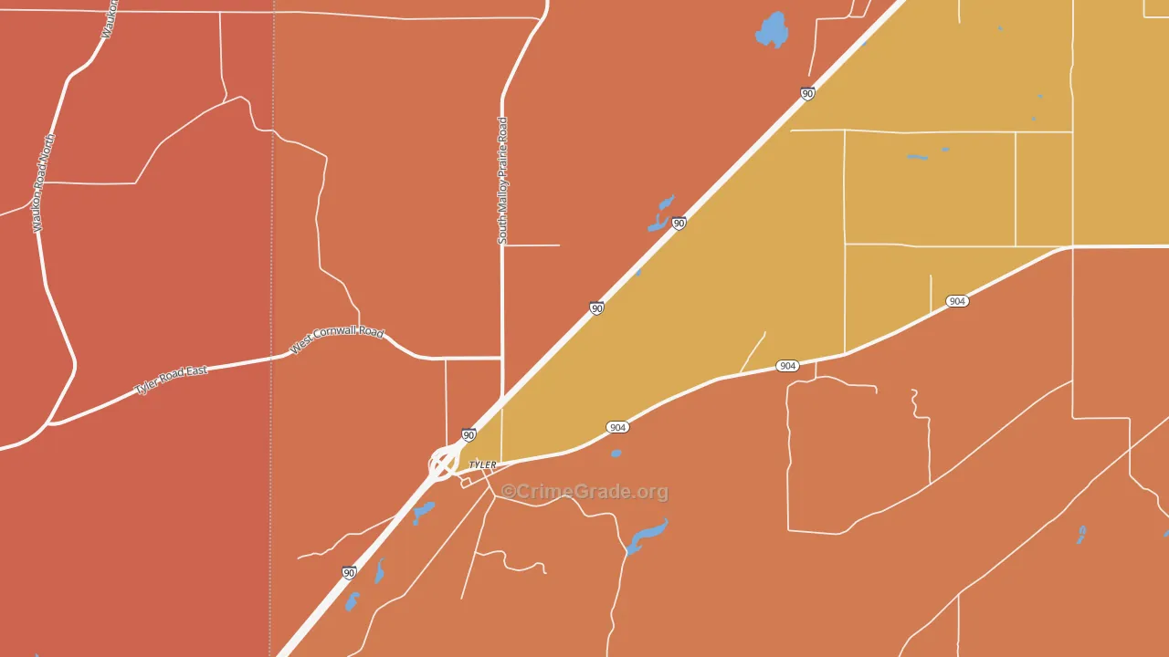 Tyler, WA Map of Drug-Related Crime Rates