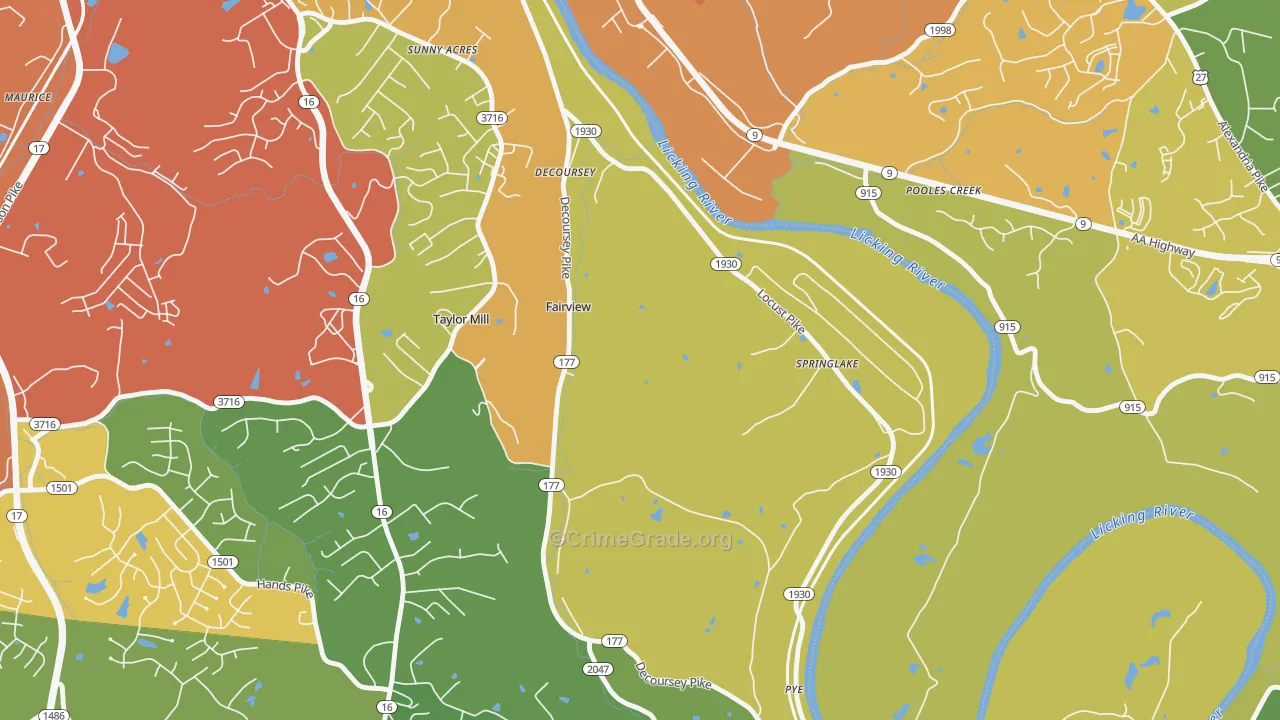 Tylor Mill, KY Map of Drug-Related Crime Rates