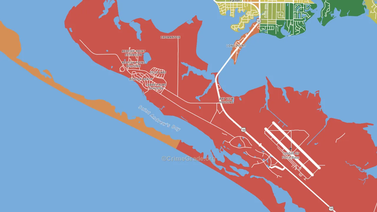 Tyndall AFB, FL Map of Drug-Related Crime Rates