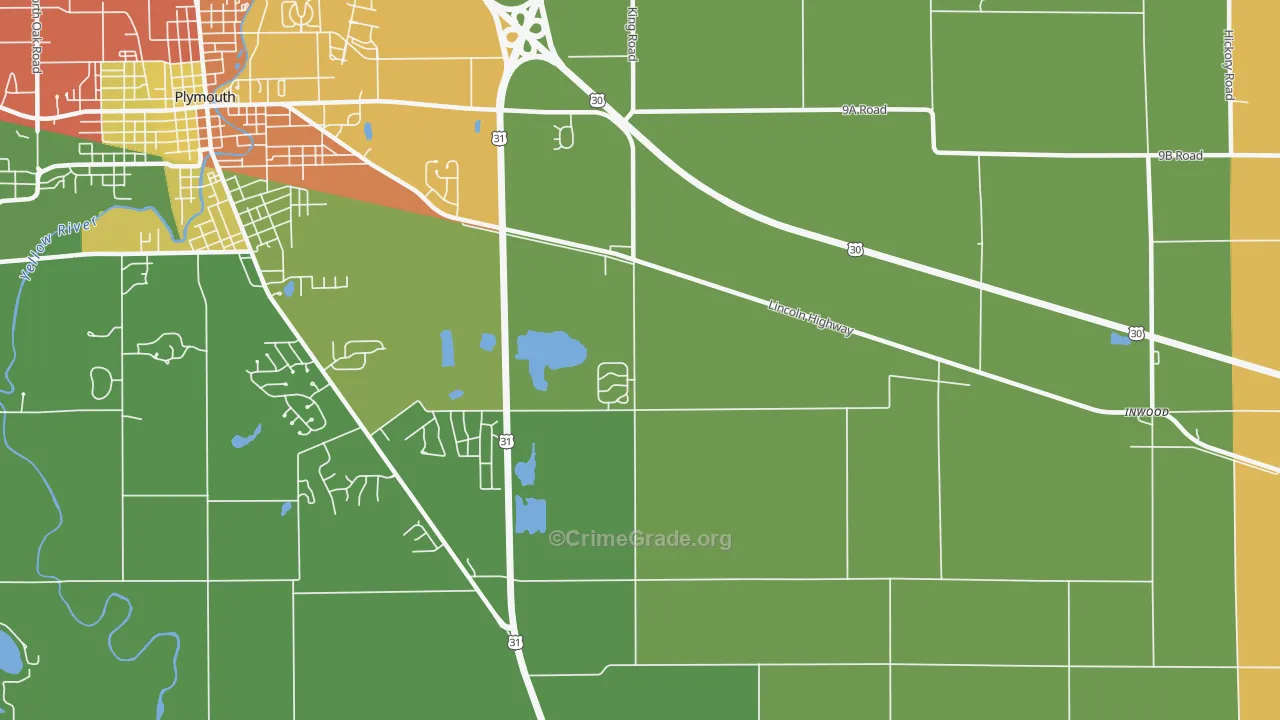 Tyner, IN Map of Drug-Related Crime Rates