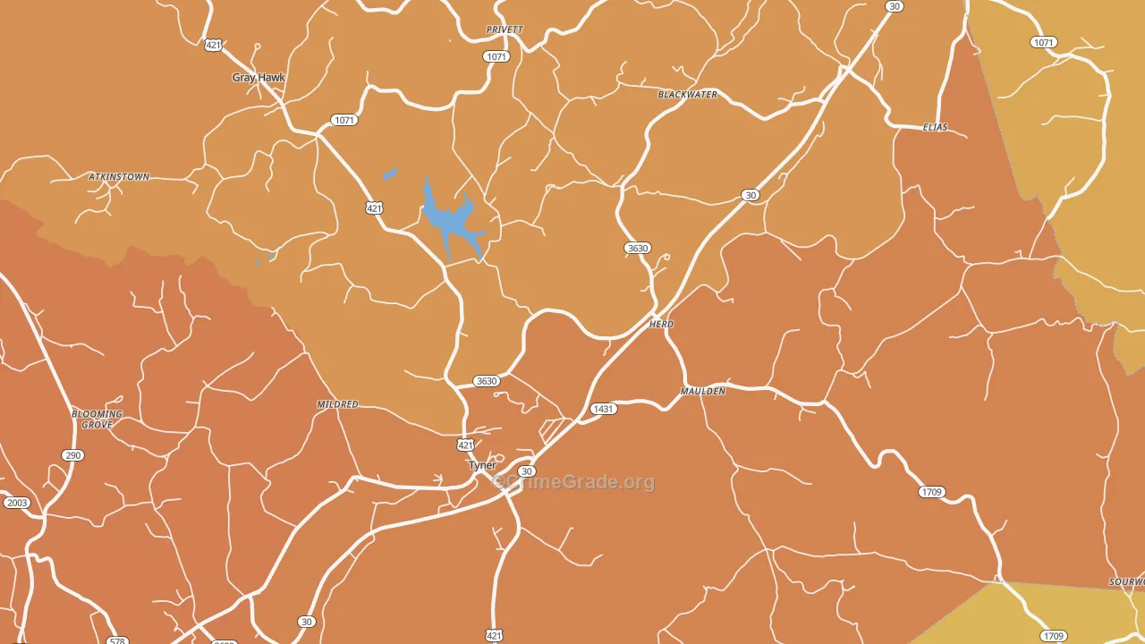 Tyner, KY Map of Drug-Related Crime Rates