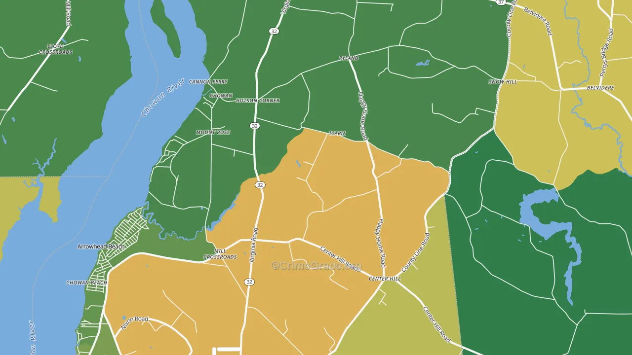 Tyner, NC Map of Drug-Related Crime Rates