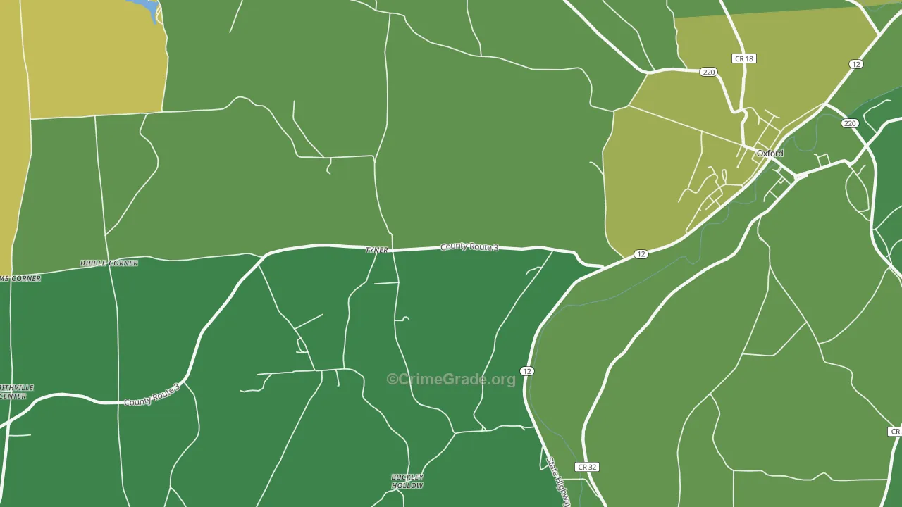 Tyner, NY Map of Drug-Related Crime Rates