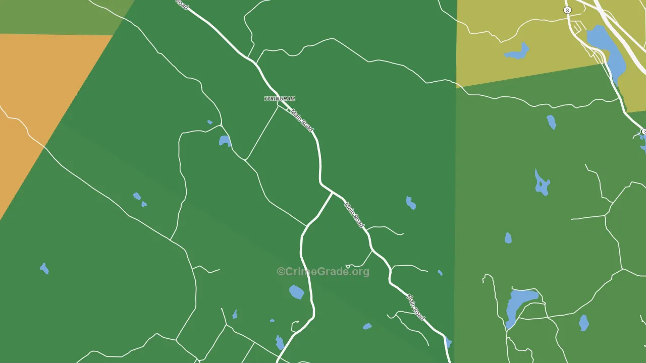 Tyringham, MA Map of Drug-Related Crime Rates