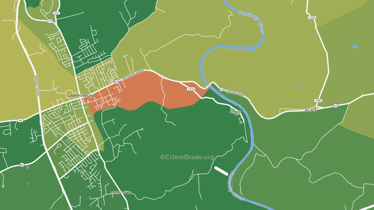 Tyrone, KY Map of Drug-Related Crime Rates