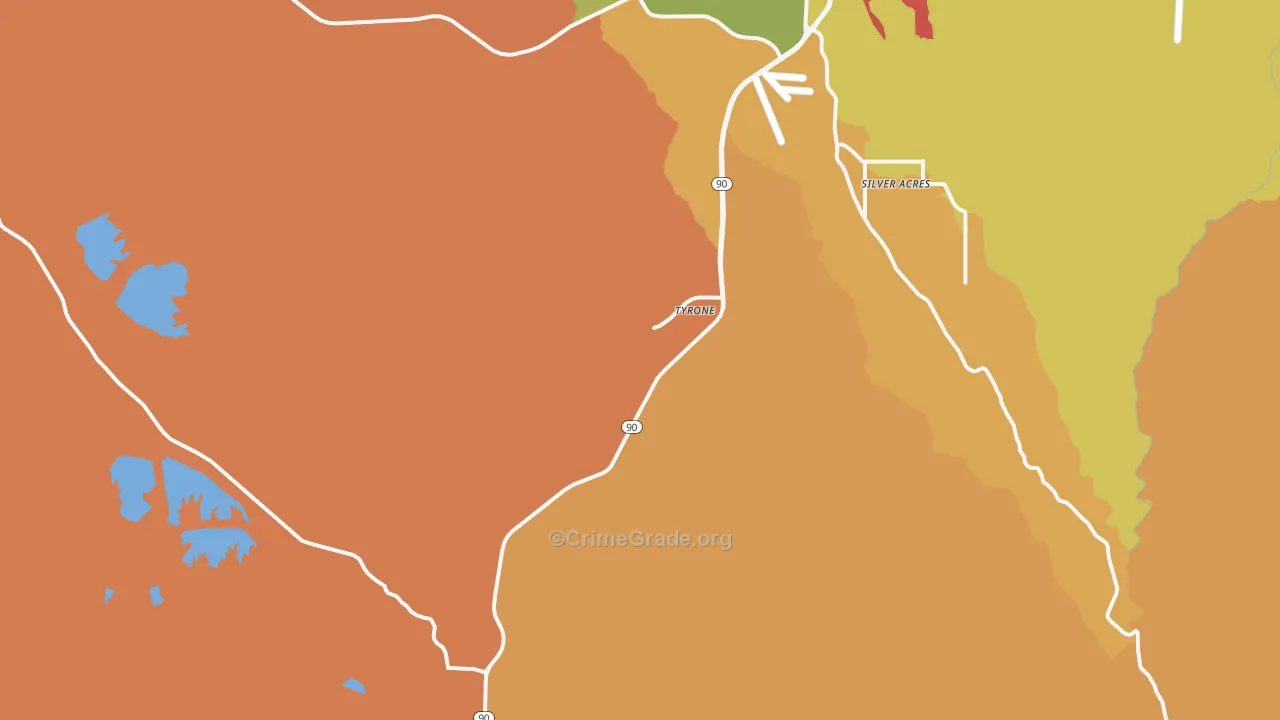 Tyrone, NM Map of Drug-Related Crime Rates