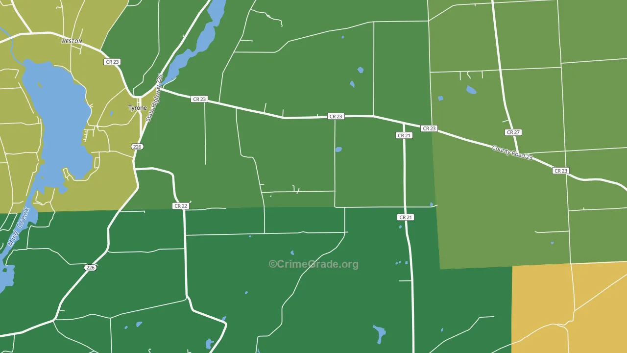 Tyrone, NY Map of Drug-Related Crime Rates
