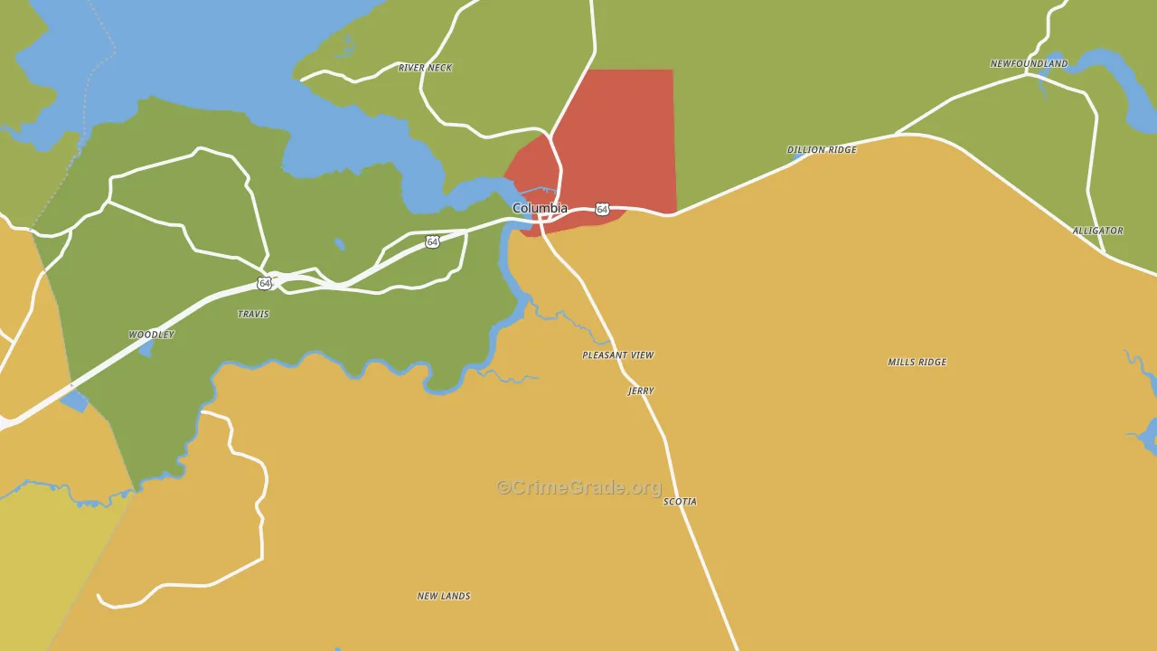 Tyrrell County, NC Map of Drug-Related Crime Rates