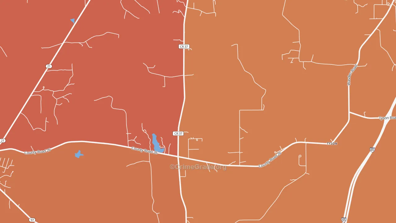 Tyson, AL Map of Drug-Related Crime Rates