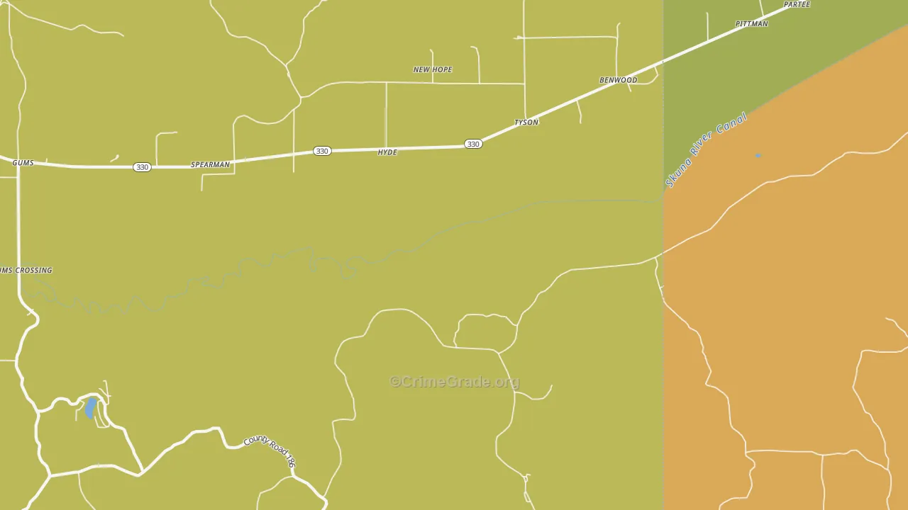 Tyson, MS Map of Drug-Related Crime Rates