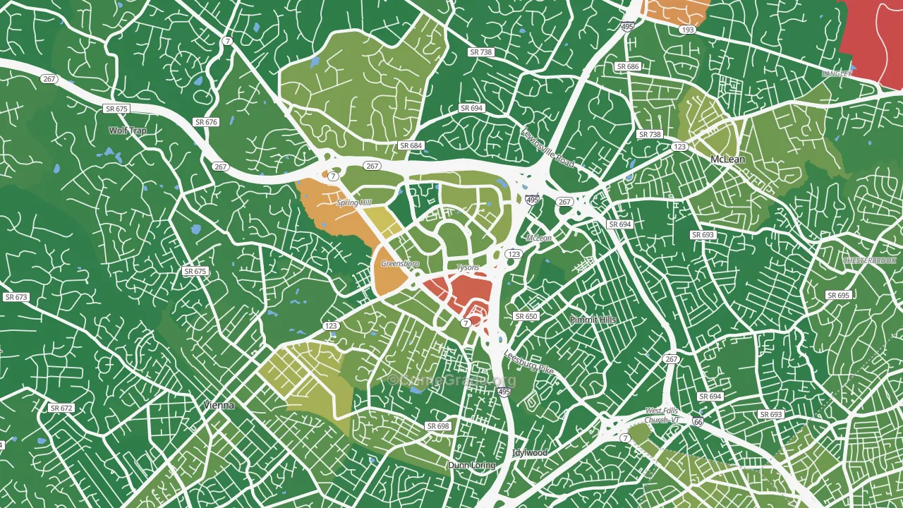 Tysons Corner, VA Map of Drug-Related Crime Rates