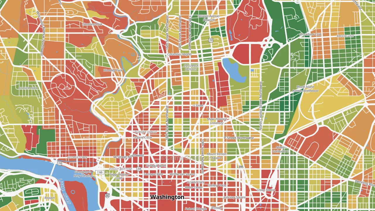 U Street Corridor, Washington, DC Map of Drug-Related Crime Rates