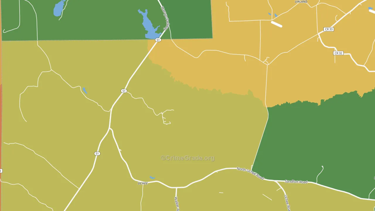 Uchee, AL Map of Drug-Related Crime Rates