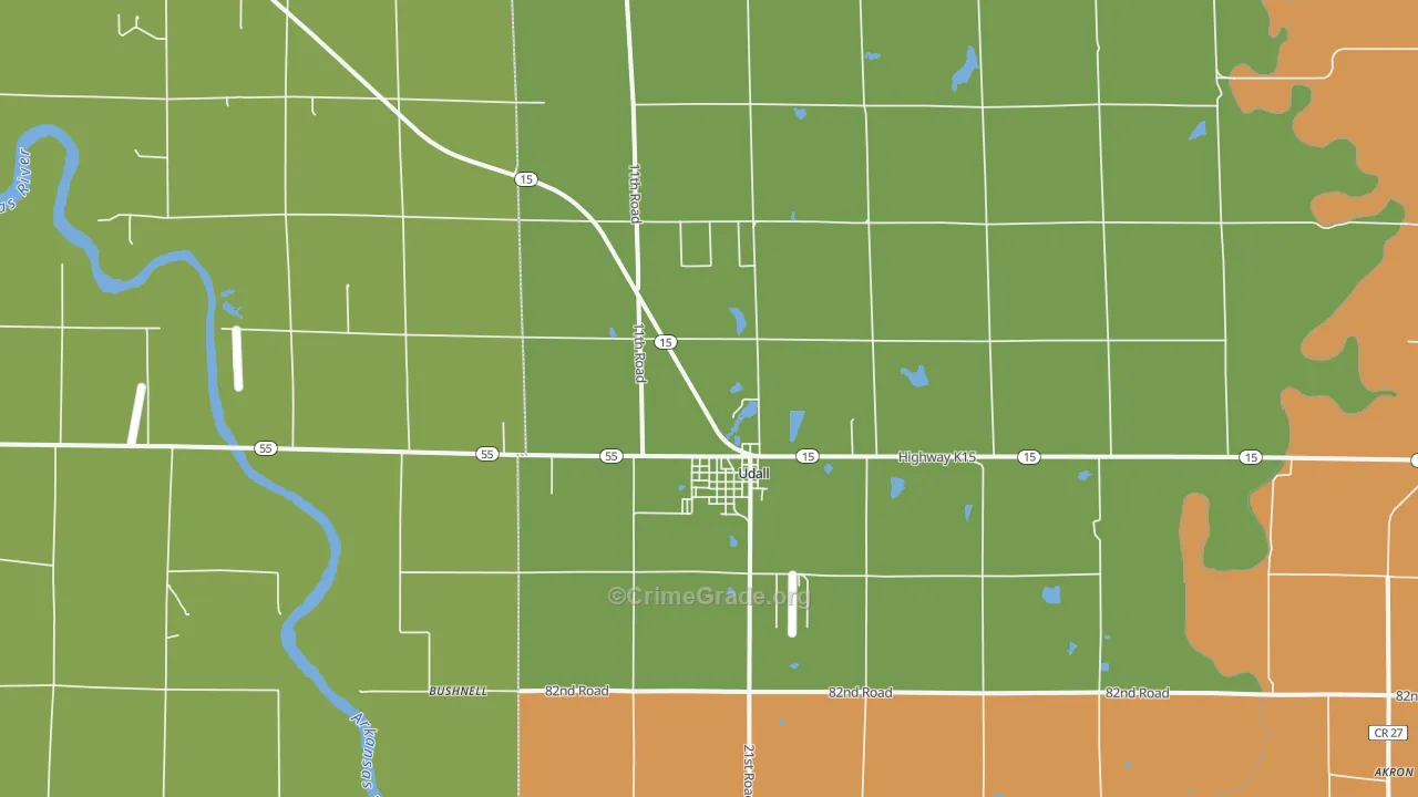 Udall, KS Map of Drug-Related Crime Rates
