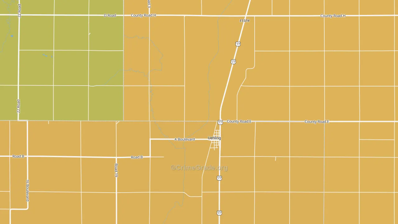 Uehling, NE Map of Drug-Related Crime Rates